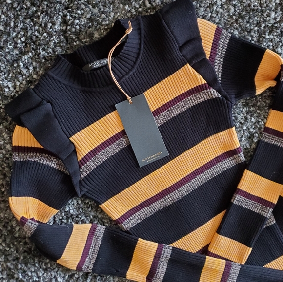 NWT Scotch & Soda Striped Ribbed Dress - Picture 3 of 5